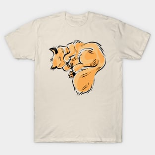 Orange Fluffy Sleepy Kitty T-Shirt